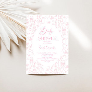 Toile Ours Baby shower Fille Invitation