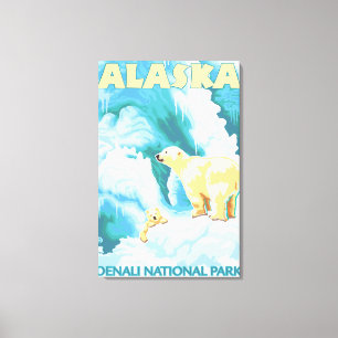 Toile Ours blancs et CUB - parc national de Denali,