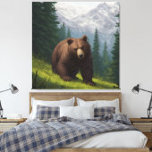 Toile Ours Brown dans une prairie de montagne (Insitu(Chambre))
