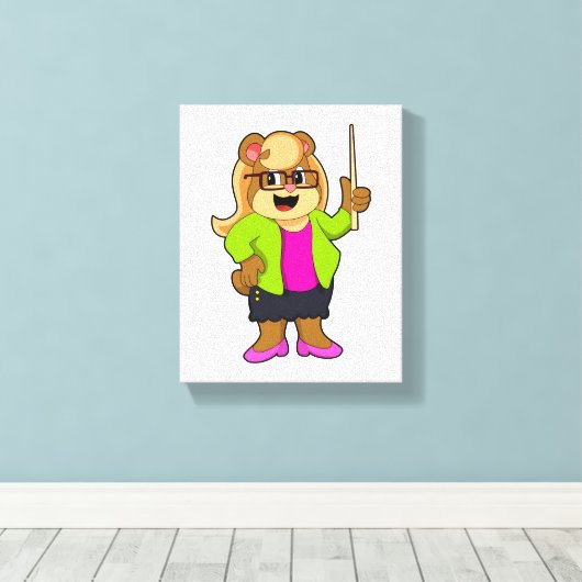 Toile Ours comme enseignant avec lunettes (Insitu (Plancher de Bois))