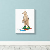 Toile Ours comme skieur avec ski (Insitu (Plancher de Bois))