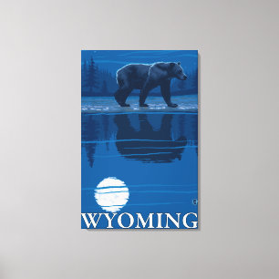 Toile Ours dans le clair de lune - Wyoming