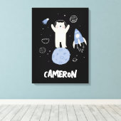 Toile Ours De Cartoon Mignonne Dans L'Espace (Insitu (Plancher de Bois))