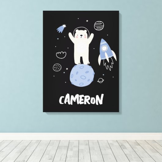 Toile Ours De Cartoon Mignonne Dans L'Espace (Insitu (Plancher de Bois))