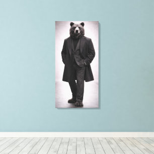 Toile Ours élégant en portrait de costume sombre classiq
