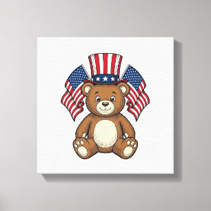 Toile Ours en peluche patriotique vintage vector design_