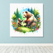 Toile Ours et cubes d'aquarelle (Insitu (Plancher de Bois))