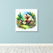 Toile Ours et cubes d'aquarelle (Insitu (Plancher de Bois))