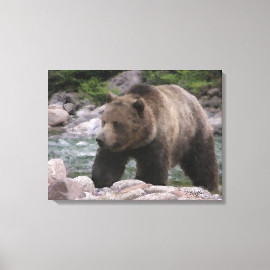 Toile Ours grizzly - Pastels (Recto)