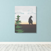 Toile Ours marchant au coucher du soleil (Insitu (Plancher de Bois))