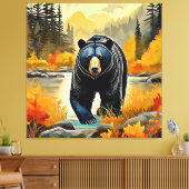 Toile Ours noir de la forêt automne (Insitu(Salon))