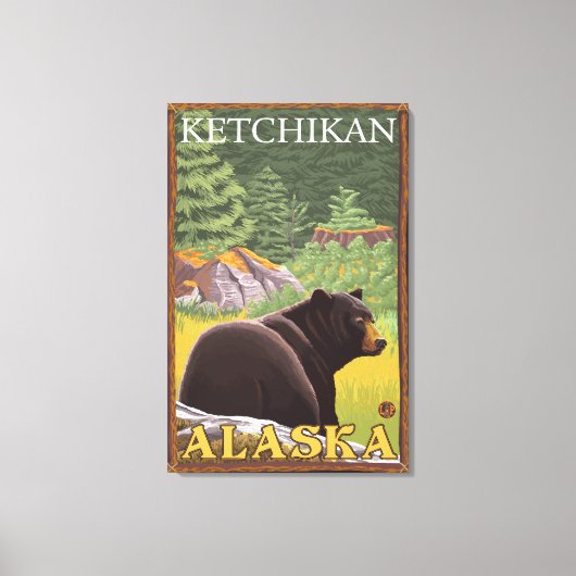 Toile Ours noir en forêt - Ketchikan, Alaska (Recto)