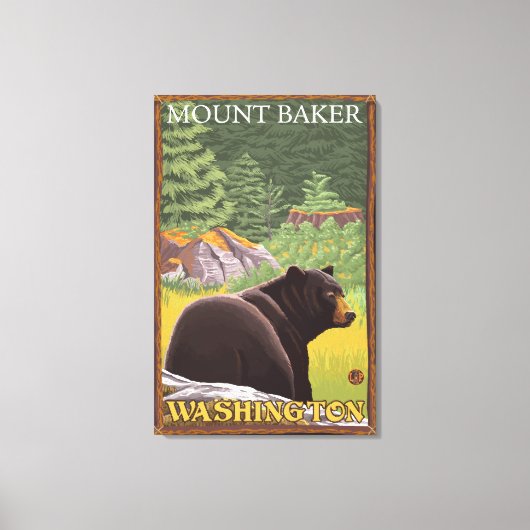Toile Ours noir en forêt - Mount Baker, Washington (Recto)