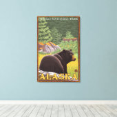 Toile Ours noir en forêt - Parc national de Denali, (Insitu (Plancher de Bois))
