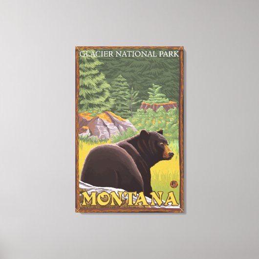 Toile Ours noir en forêt - Parc national des Glaciers, M (Recto)