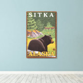 Toile Ours noir en forêt - Sitka, Alaska (Insitu (Plancher de Bois))