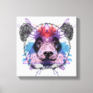 Toile Ours panda géométrique