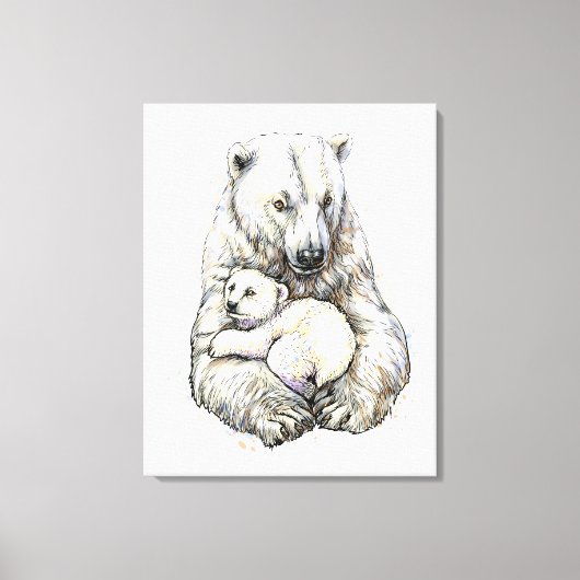 Toile Ours Polaire Et Ourson (Recto)