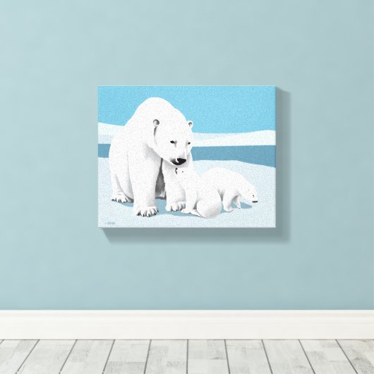 Toile Ours polaire et petits (Insitu (Plancher de Bois))