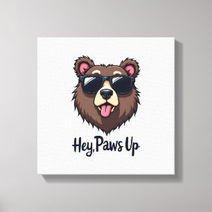 Toile Ours vintage Hey Paws Up avec des lunettes de sole