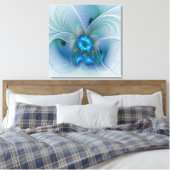 Toile Ovations debout, fractale abstraite bleu turquoise (Insitu(Chambre))