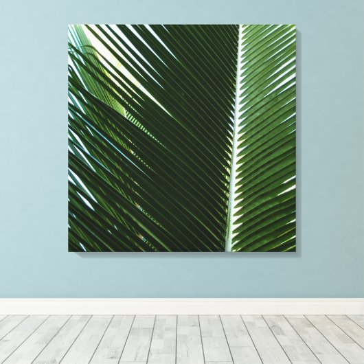 Toile Overlapping Palm Fronds Tropical Green Abstract (Insitu (Plancher de Bois))