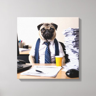 Toile Overwhelmed Office Pug