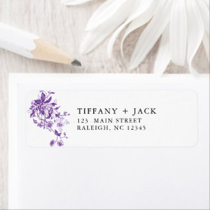 Toile Paarse Bloemen Retouradres Etiket