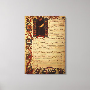 Toile Page de notation musicale avec historiated