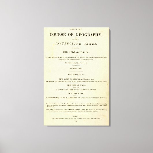 Toile Page de titre Cours complet de géographie (Recto)