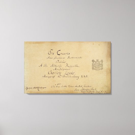 Toile Page de titre des Concertos de Brandebourg (Recto)