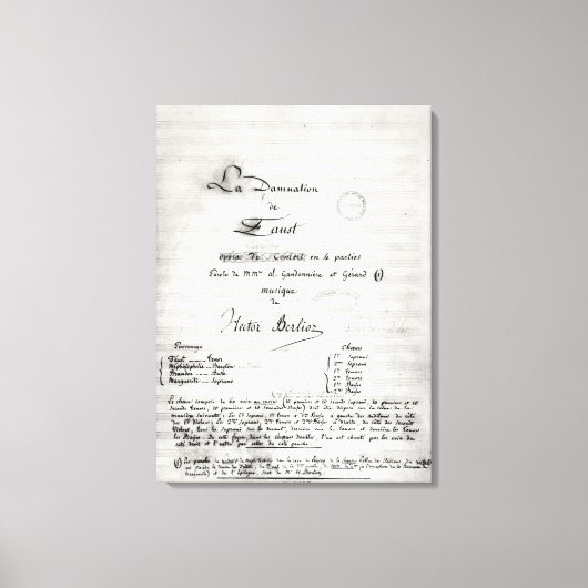 Toile Page de titre 'La Damnation de Faust' (Recto)