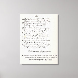 Toile Page des épigrammes grecs par Angelo Poliziano,
