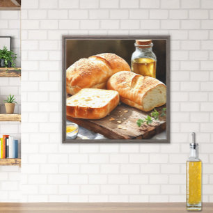 Toile Pain rustique et huile d'olive Mur de cuisine