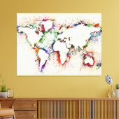 Toile Paint Splashes Texte Carte du monde (Insitu(Salon))