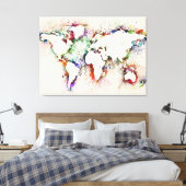 Toile Paint Splashes Texte Carte du monde (Insitu(Chambre))