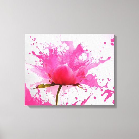 Toile Paint Splatter Abstrait Fleur Rose (Recto)