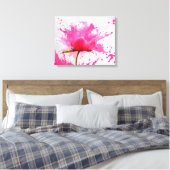 Toile Paint Splatter Abstrait Fleur Rose (Insitu(Chambre))