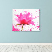 Toile Paint Splatter Abstrait Fleur Rose (Insitu (Plancher de Bois))