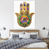 Toile Painted Gold Hamsa Amethyst Ruby Third Eye (Insitu(Chambre))