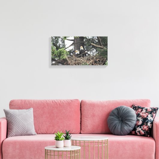 Toile Paire d'aigles chauves protégeant le nid (Insitu(Salon))