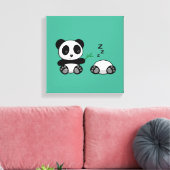 Toile Paire de mignons petits pandas sur vert (Insitu(Salon))