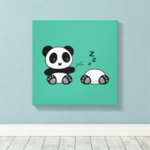 Toile Paire de mignons petits pandas sur vert (Insitu (Plancher de Bois))
