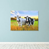 Toile Paire de vaches dans le pâturage (Insitu (Plancher de Bois))