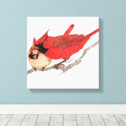 Toile Paire des cardinaux (Insitu (Plancher de Bois))