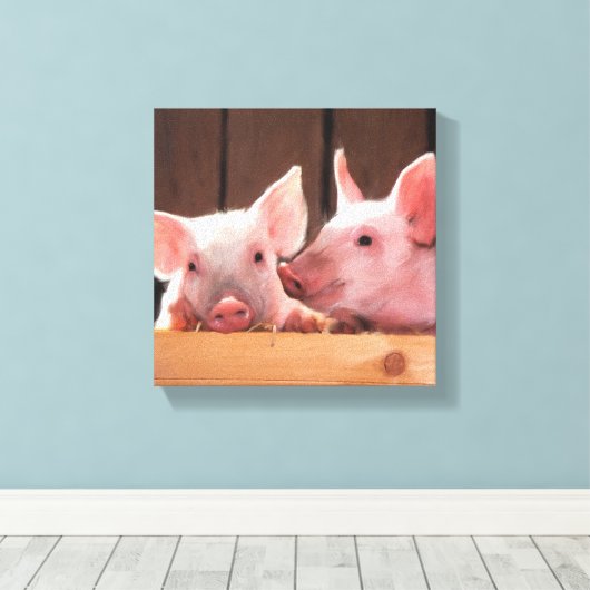 Toile Paire mignonne de cochons (Insitu (Plancher de Bois))
