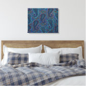 Toile Paisley Blue Indian Boho Motif (Insitu(Chambre))