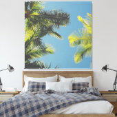Toile Palm Feuille Photo Tropical Summer Sky Retro Vibe (Insitu(Chambre))