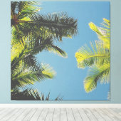 Toile Palm Feuille Photo Tropical Summer Sky Retro Vibe (Insitu (Plancher de Bois))