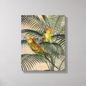 Toile Palm Tree Budgerigar Parrot Rustique Hessie Canvas (Recto)